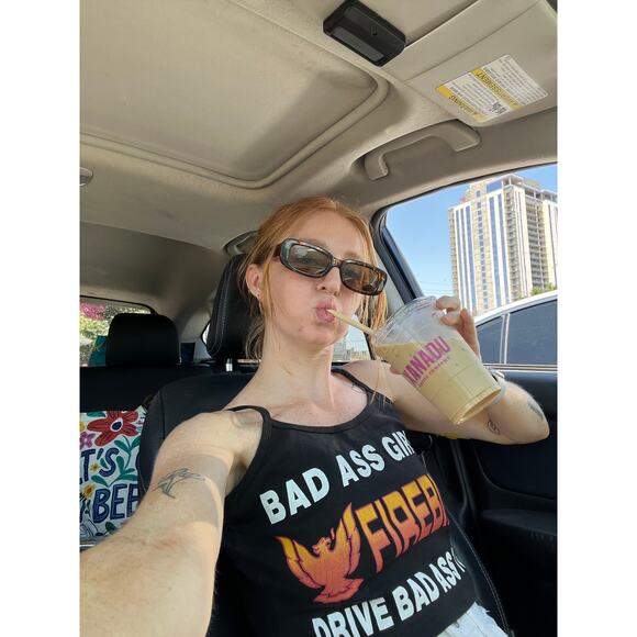 Authentic 1990's Vintage Bad Ass Girls Drive Firebird Crop Tank Top - Picture 5 of 5
